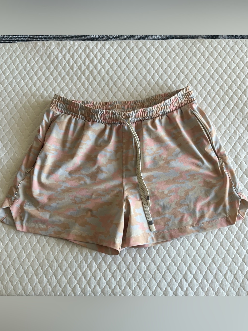 Fabletics Pastel “The One” Pink Camo Drawstring Athletic Shorts